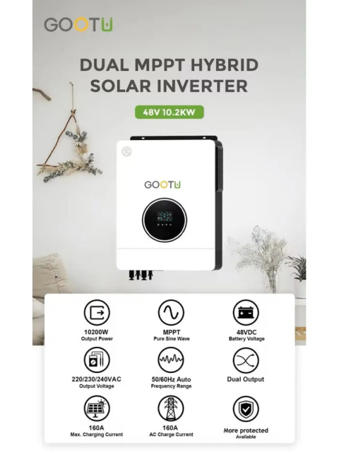 GOOTU 10.2KW Hybrydowy Inwerter Słoneczny – Maksymalna Moc i Pełna Kontrola Energii GOOTU 10.2KW Hybrydowy Inwerter Słoneczny – Maksymalna Moc i Pełna Kontrola Energii