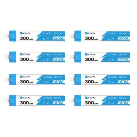 Battery BETAFPV LiHv 1S 4.35V 300mAh 30C HV BT2.0 (8pcs) Battery BETAFPV LiHv 1S 4.35V 300mAh 30C HV BT2.0 (8pcs)
