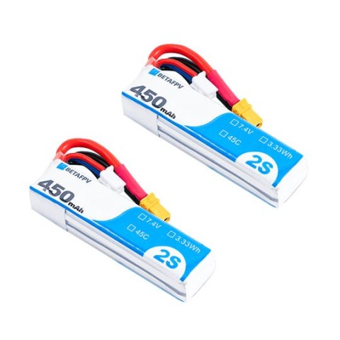 Battery BETAFPV Lipo 2S 7.4V 450mAh 45C XT30 (2PCS) Battery BETAFPV Lipo 2S 7.4V 450mAh 45C XT30 (2PCS)