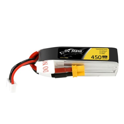 Battery Tattu Lipo 3S 11.1V 450mAh 75C XT30 Plug - Long Size For H Frame Battery Tattu Lipo 3S 11.1V 450mAh 75C XT30 Plug - Long Size For H Frame