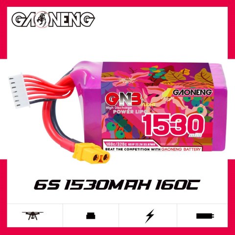Battery GNB GAONENG 1530mah 6S1P 22.2V 160C XH-JST 7P XT60 Battery GNB GAONENG 1530mah 6S1P 22.2V 160C XH-JST 7P XT60